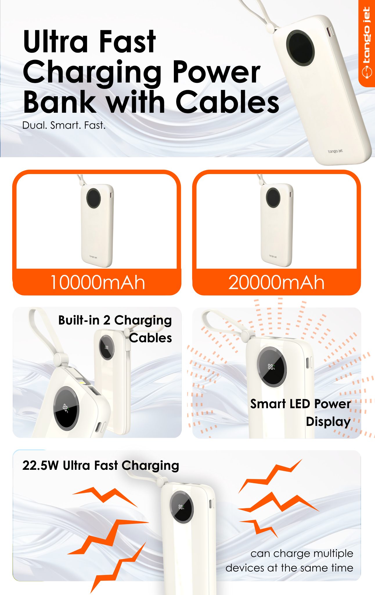 Power Bank with Built-in Cables